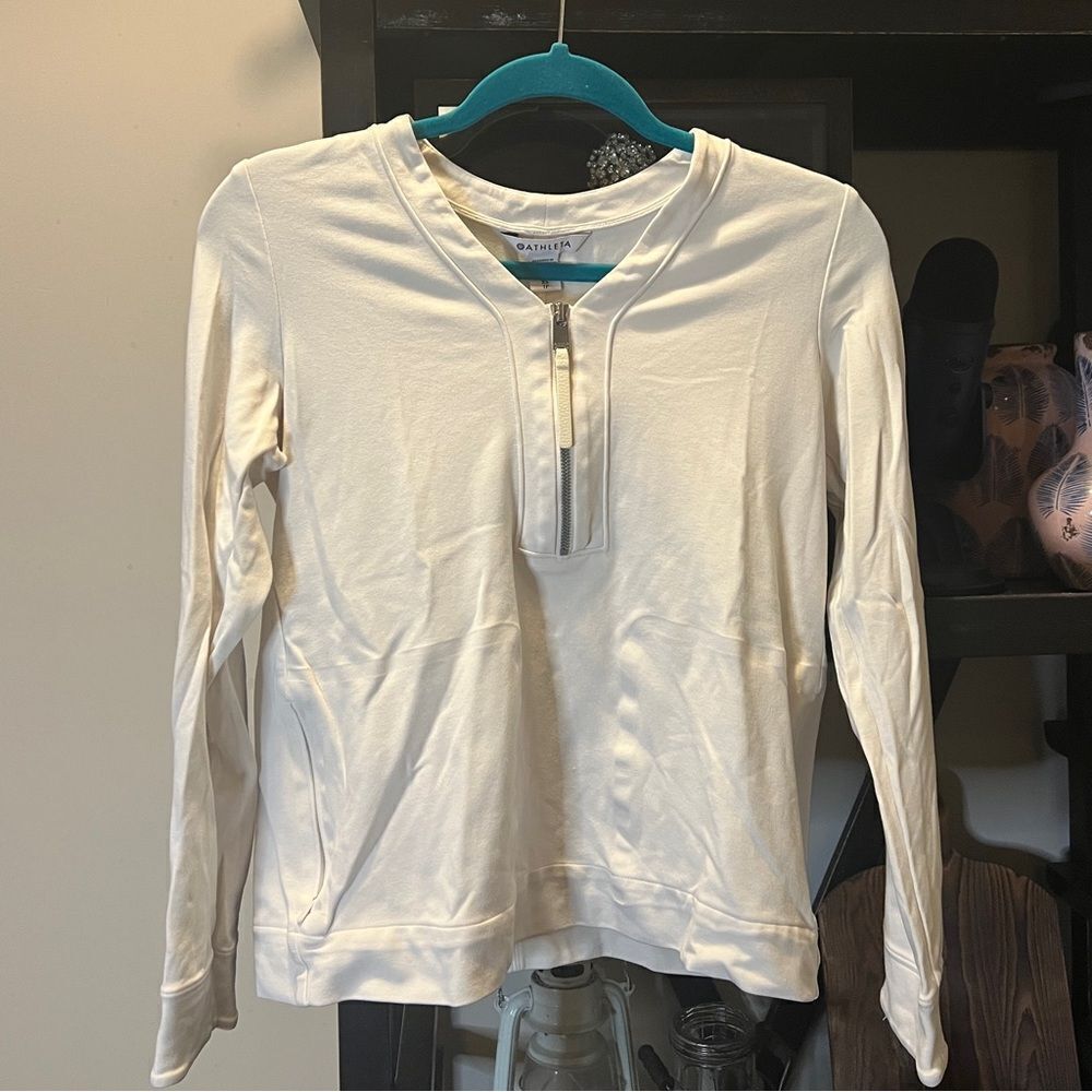 Athleta White Quarter Zip Top